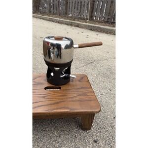 Vintage OPA 18-8 Finland Stainless Steel Butter Warmer Set Wood Handle